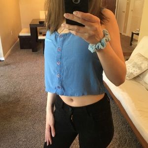 Topshop Baby Blue Chiffon Cropped Tank